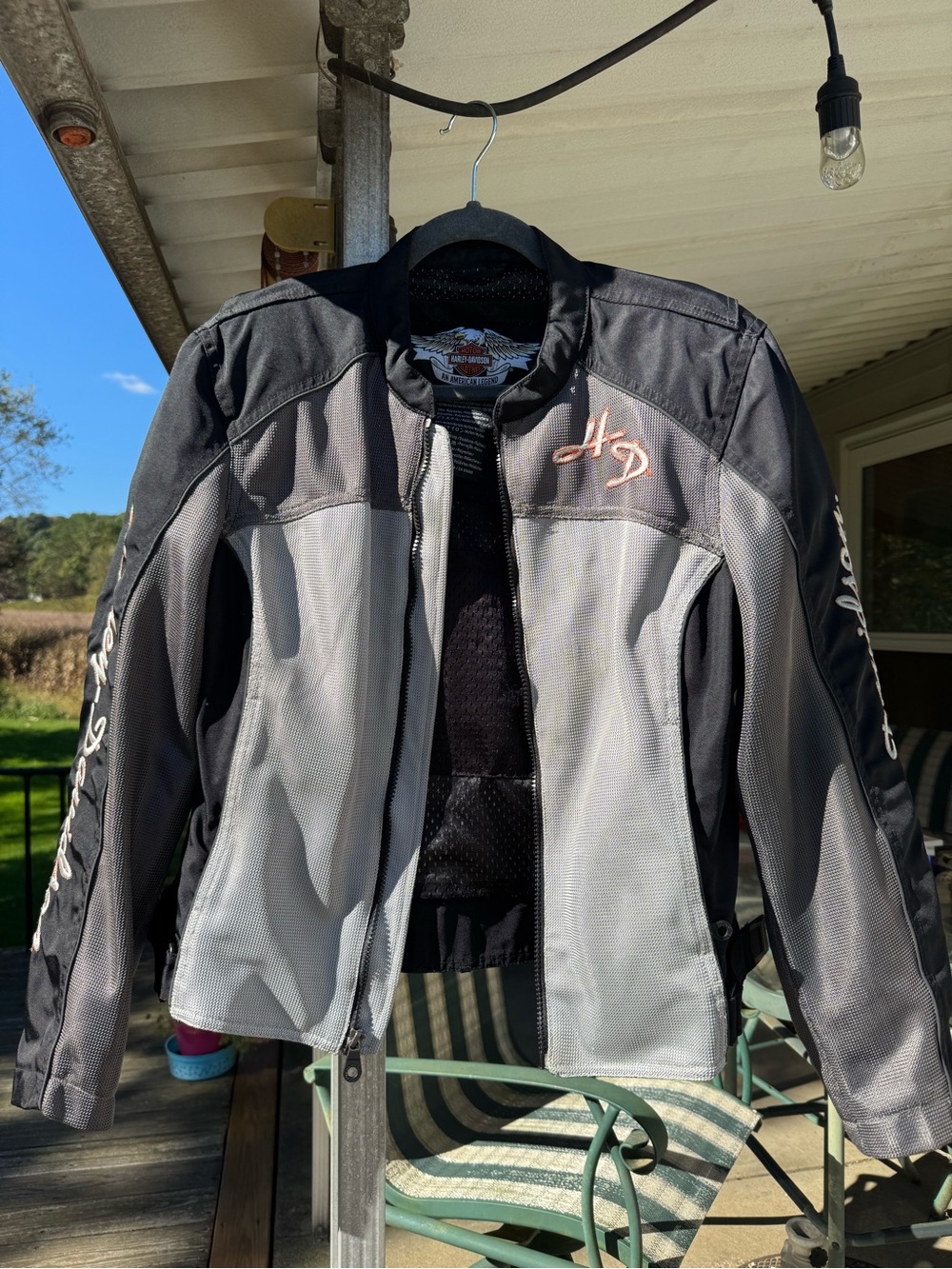 Harley-Davidson Black and Light Gray Women's Mesh Bomber Jacket